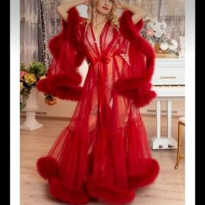 Lace red robe